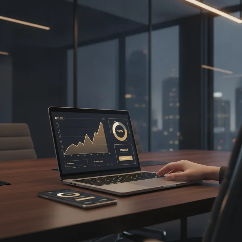 tableau de bord affichant le solde, les indicateurs de performance et l'activité récente